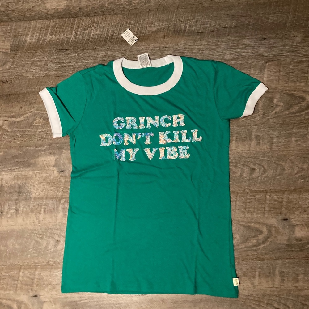 VS PINK Holiday Grinch Shirt Small NWT